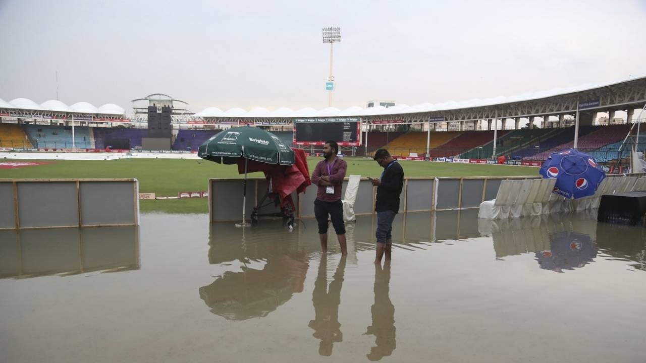 Constant rain left the stadium water-logged in Karachi&nbsp;&nbsp;&bull;&nbsp;&nbsp;Associated Press