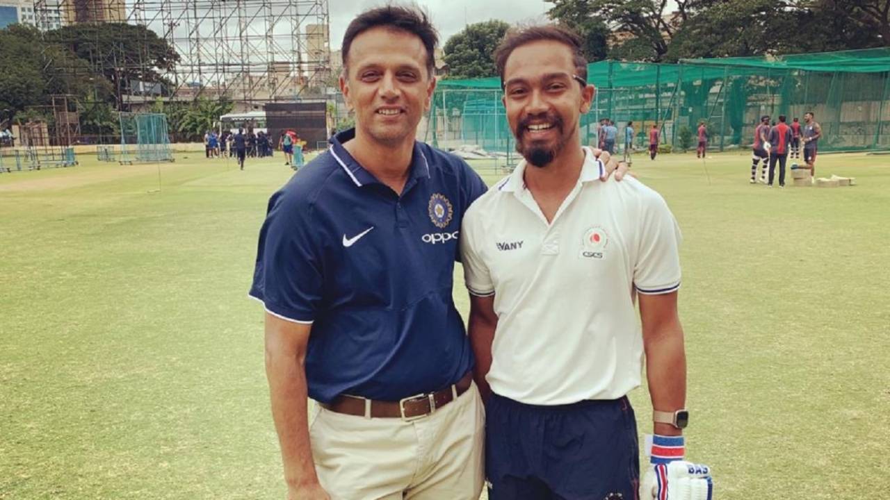 Amandeep Khare and former India Under-19 coach Rahul Dravid find a reason to smile&nbsp;&nbsp;&bull;&nbsp;&nbsp;Amandeep Khare