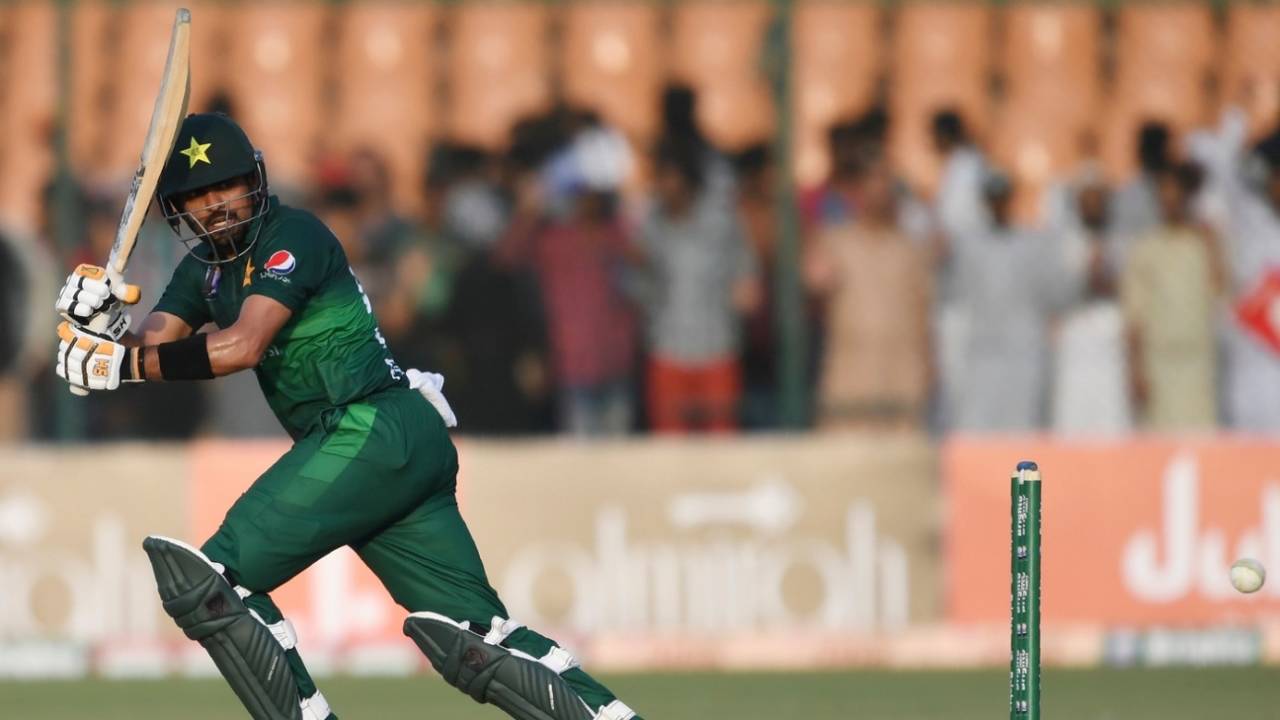 Babar Azam flicks behind square on the way to his 11th ODI century