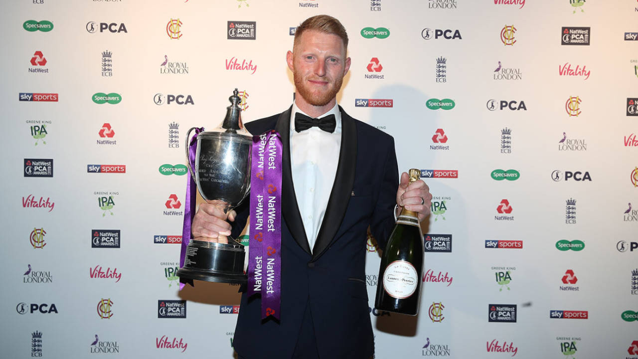 Ben Stokes with the Reg Hayter Cup for the NatWest PCA Players' Player of the Year at the 50th NatWest PCA Awards, London, October 02, 2019
