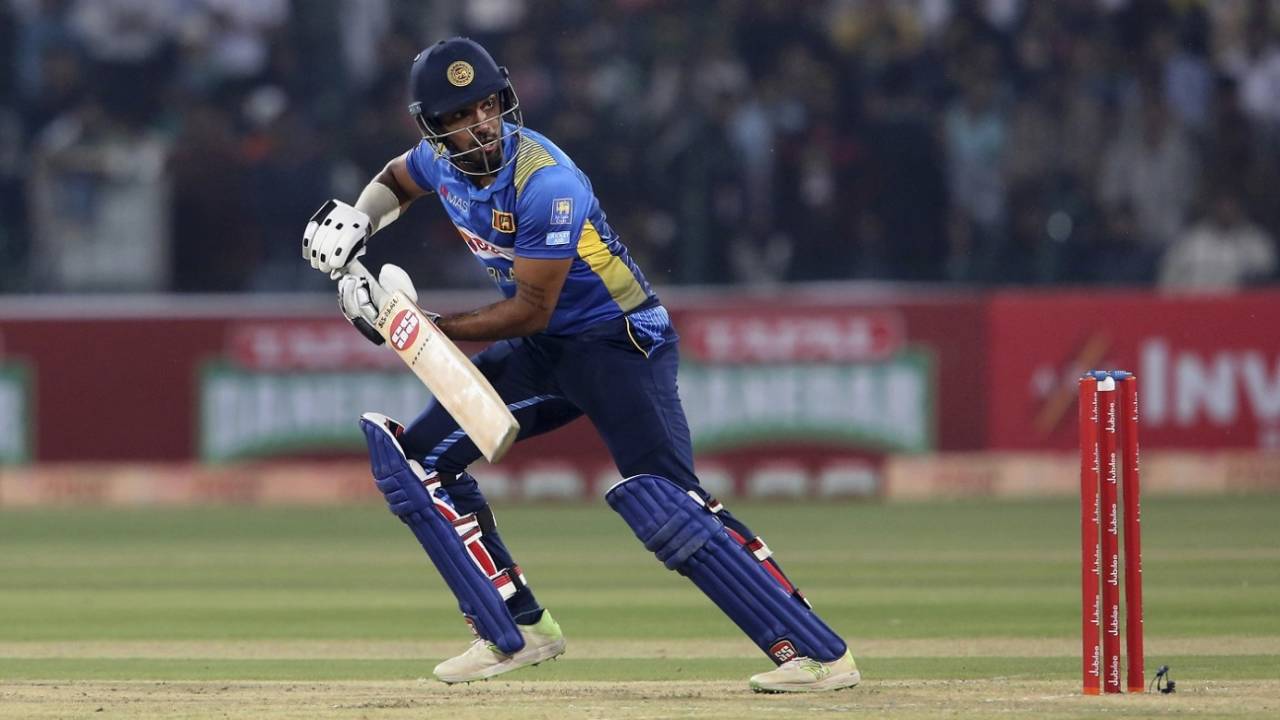 Danushka Gunathilaka slides the ball off the open face of the bat, Pakistan v Sri Lanka, 1st T20I, Lahore, October 5, 2019