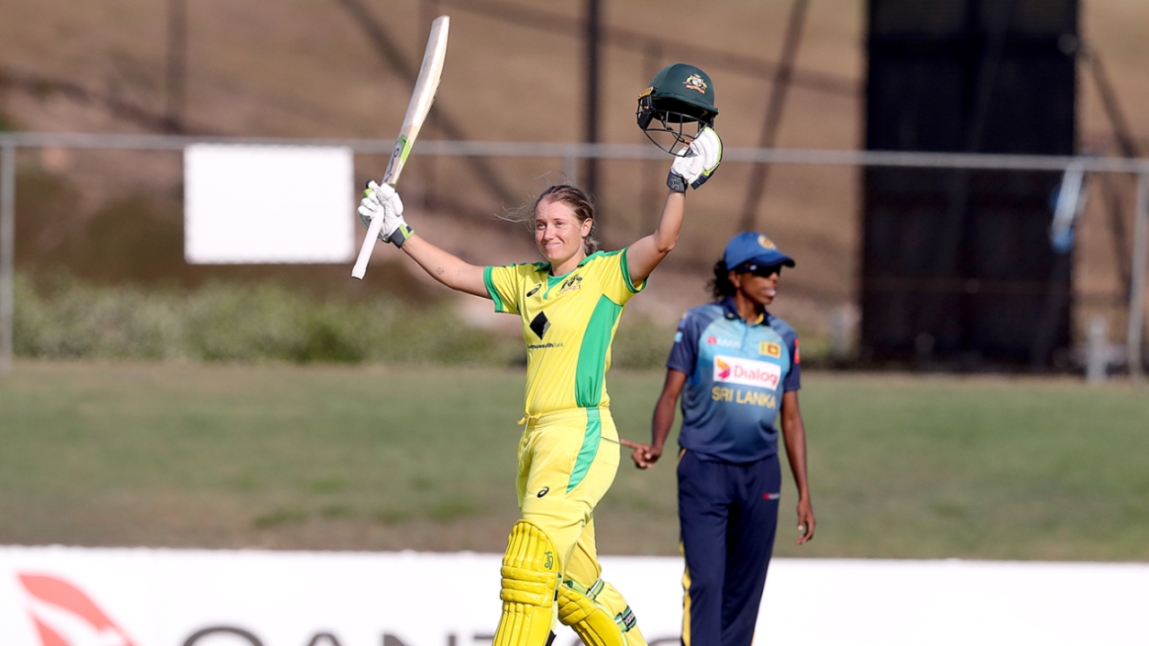 Alyssa Healy's 71-ball hundred took Australia to their record-breaking win, Australia v Sri Lanka, 3rd Women's ODI, Allan Border Field, October 9, 2019