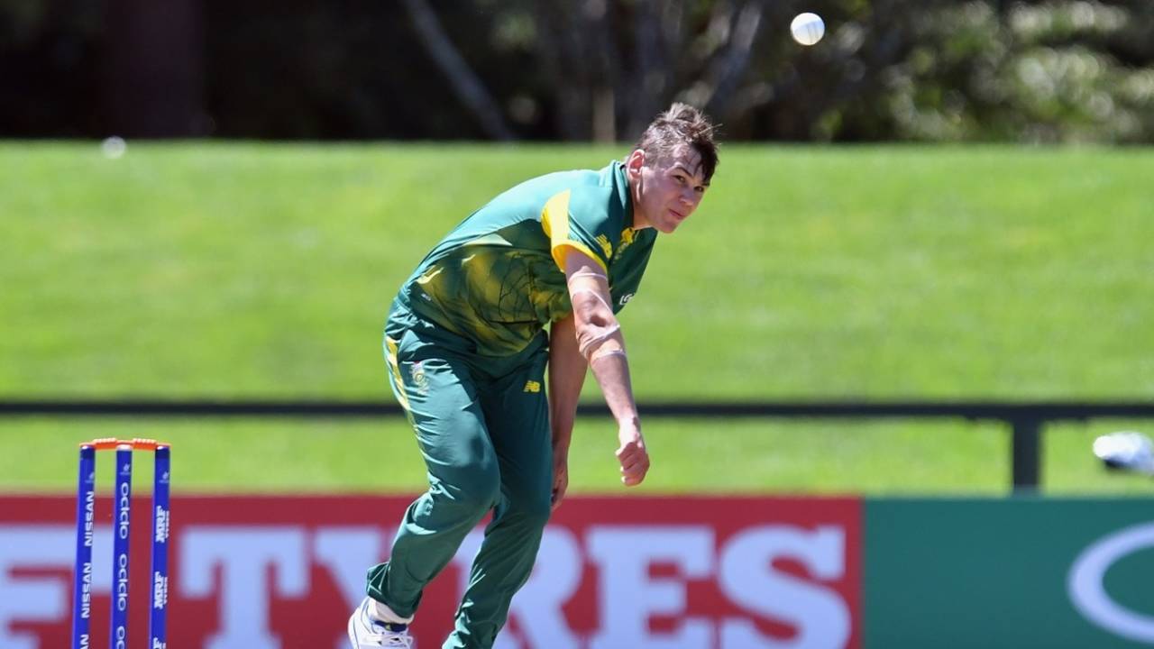 Gerald Coetzee in action for South Africa at the 2018 Under-19 World Cup
