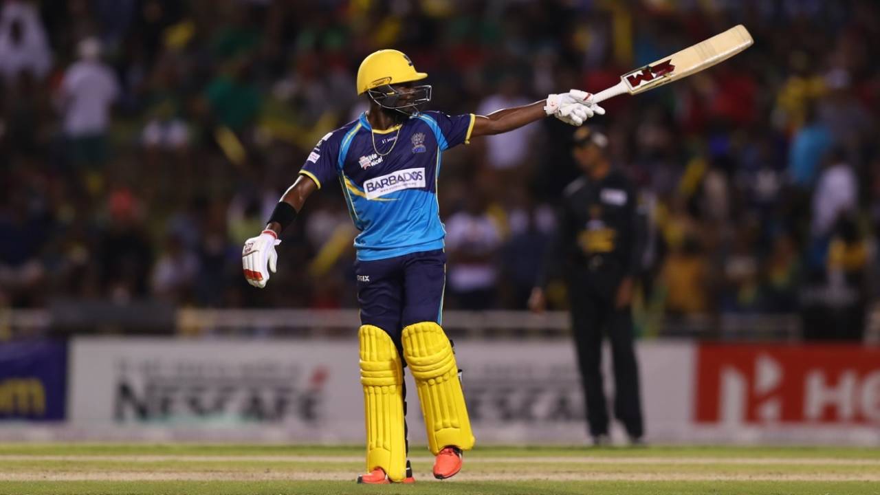 Jonathan Carter got his second CPL fifty on the biggest stage, Guyana Amazon Warriors v Barbados Tridents, CPL 2019 final, Trinidad, October 12, 2019