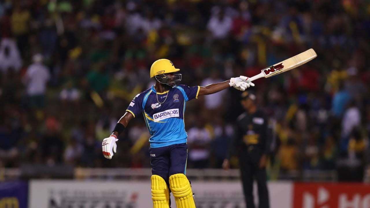 Jonathan Carter got his second CPL fifty on the biggest stage, Guyana Amazon Warriors v Barbados Tridents, CPL 2019 final, Trinidad, October 12, 2019