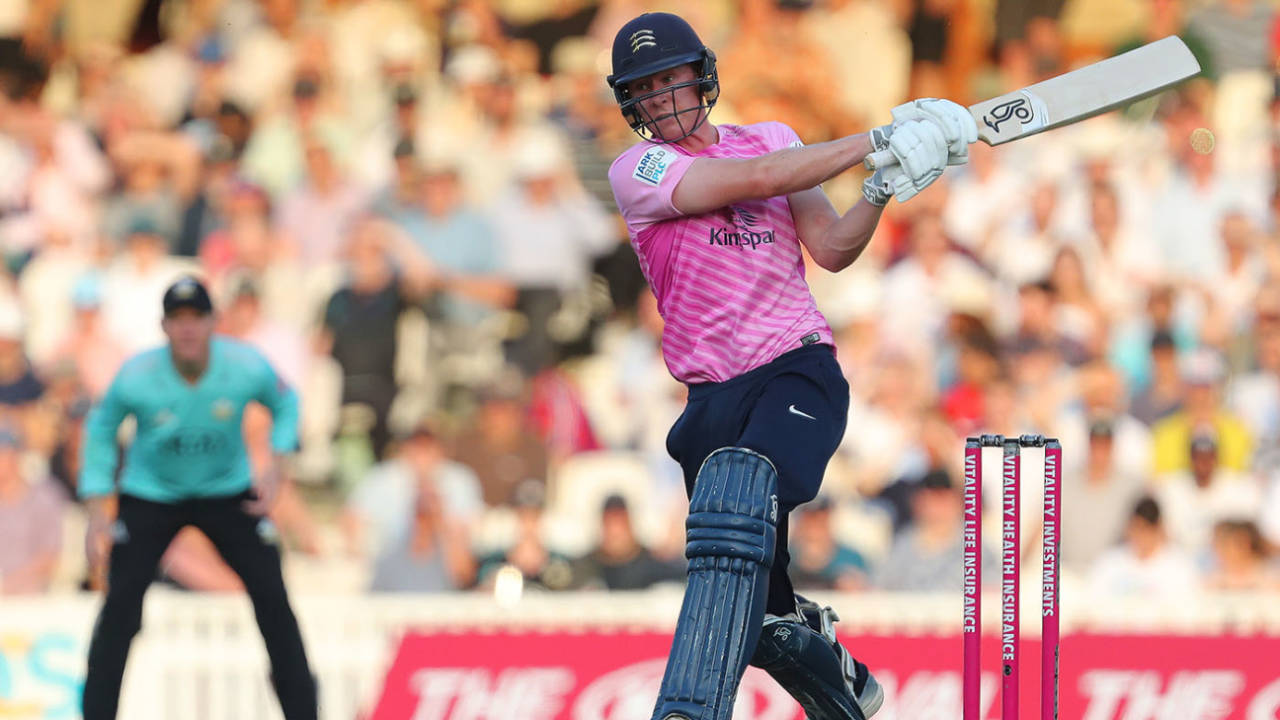 George Scott goes on the attack against Surrey, Surrey v Middlesex, Vitality Blast, The Kia Oval, July 23, 2019