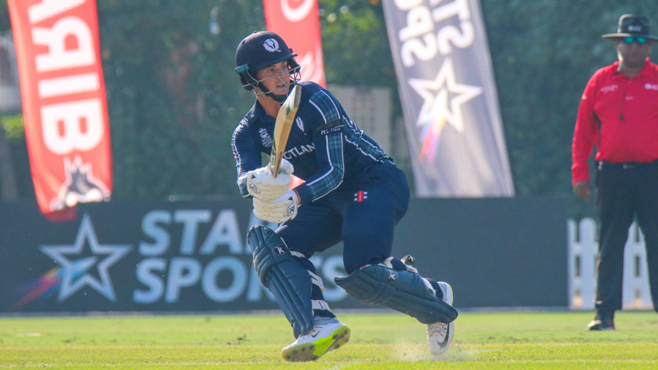 Tom Sole completes a scoop over fine leg, Kenya v Scotland, T20 World Cup Qualifier, Dubai, October 19, 2019 