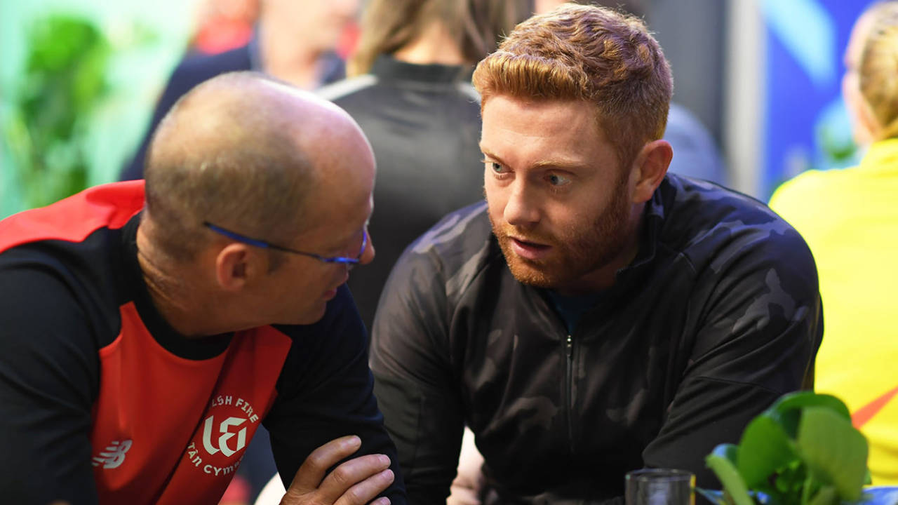 Welsh Fire head coach Gary Kirsten and star player Jonny Bairstow at The Hundred draft, London October 20, 2019