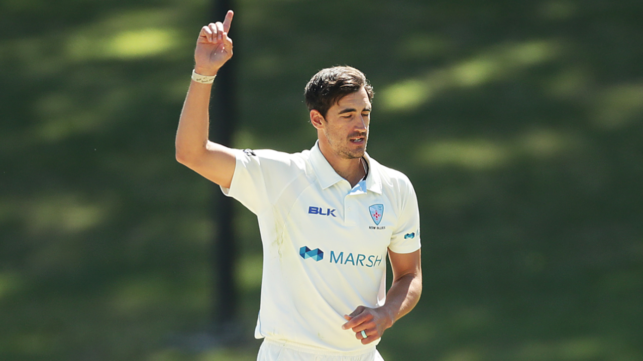 Mitchell Starc finished with match figures of 10 for 60, New South Wales v Tasmania, Sheffield Shield, Drummoyne Oval, October 21, 2019
