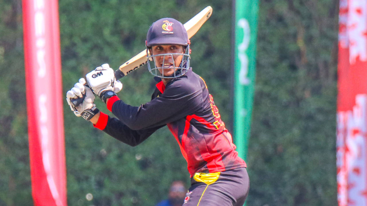 Charles Amini cuts behind point for a boundary, Netherlands v Papua New Guinea, ICC Men's T20 World Cup Qualifier, Dubai, October 24, 2019