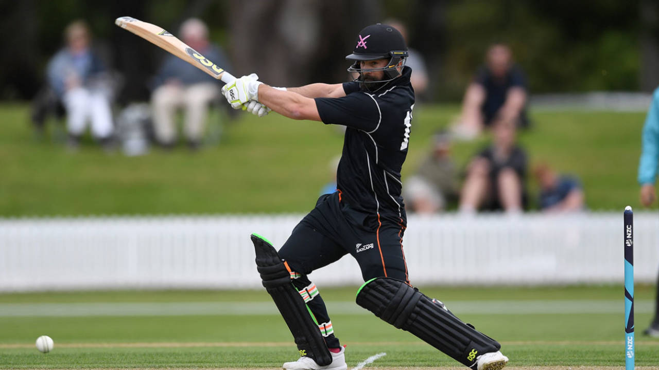 Anton Devcich cracks one through the off side, New Zealand XI v England XI, Tour match, Lincoln, October 27, 2019