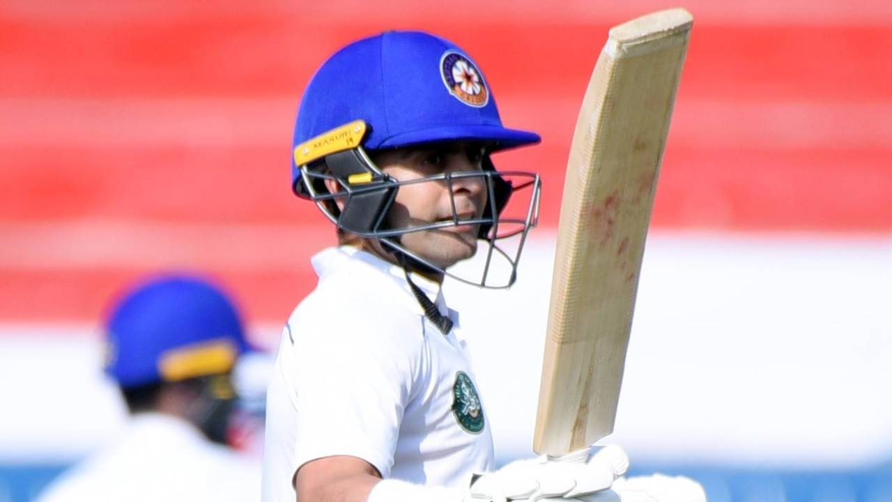 Ahmed Shehzad raises his bat after reaching his half-century, Central Punjab v Northern, Quaid-e-Azam Trophy 2019-20, 1st day, Faisalabad, November 4, 2019