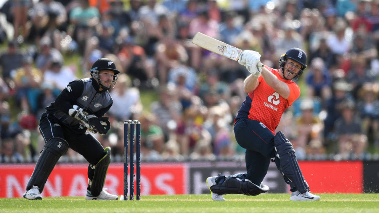 Eoin Morgan hits out, New Zealand v England, 3rd T20I, Nelson, November 05, 2019 