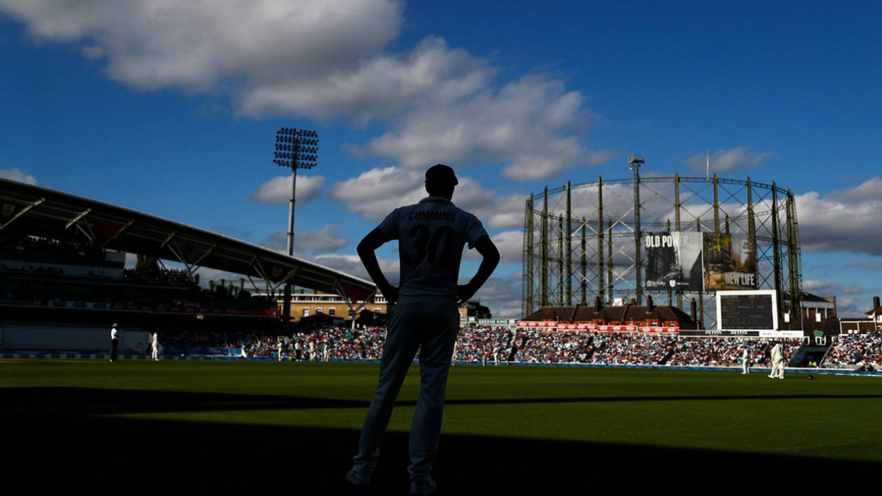 Pat Cummins in the outfield at The Oval, England v Australia, 5th Test, The Oval, September 12, 2019