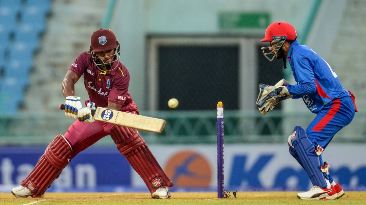 Nicholas Pooran plays one towards third man, Afghanistan v West Indies, 2nd ODI, Lucknow, November 9, 2019