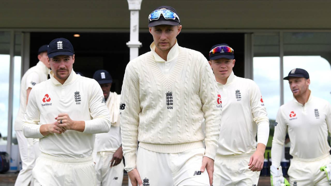 Joe Root leads his team out during the tour match between New Zealand XI and England in Whangarei&nbsp;&nbsp;&bull;&nbsp;&nbsp;Getty Images