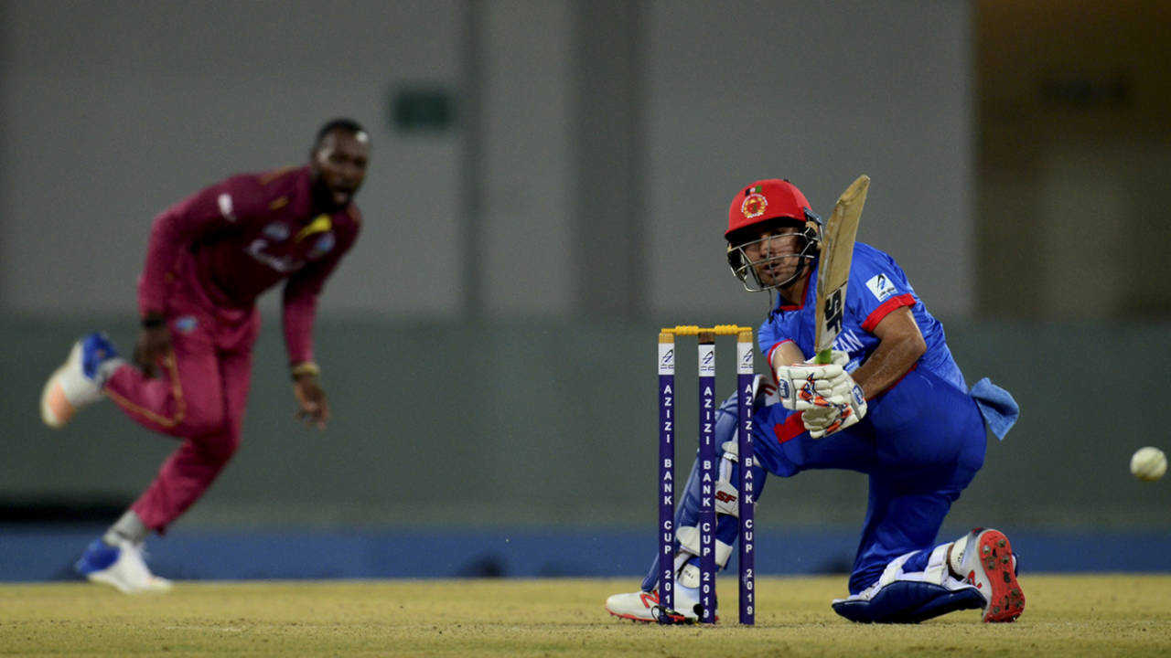 Rahmanullah Gurbaz plays the fine scoop, Afghanistan v West Indies, 3rd T20I, Lucknow, November 17, 2019