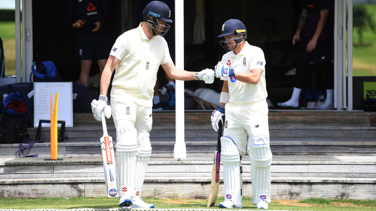 Dom Sibley and Rory Burns walk out to open the innings, New Zealand XI v England XI, Cobham Oval, Whangarei, Day 1, November 12, 2019
