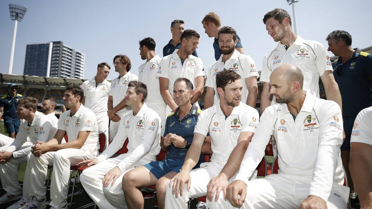 The Australia Test squad share a light moment during a media session ahead of the Pakistan Tests&nbsp;&nbsp;&bull;&nbsp;&nbsp;Ryan Pierse/Getty Images