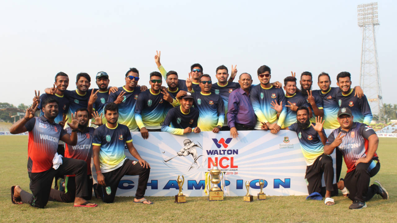Khulna Division pose with the winners' trophy, Khulna Division v Dhaka Division, Khulna, November 19, 2019