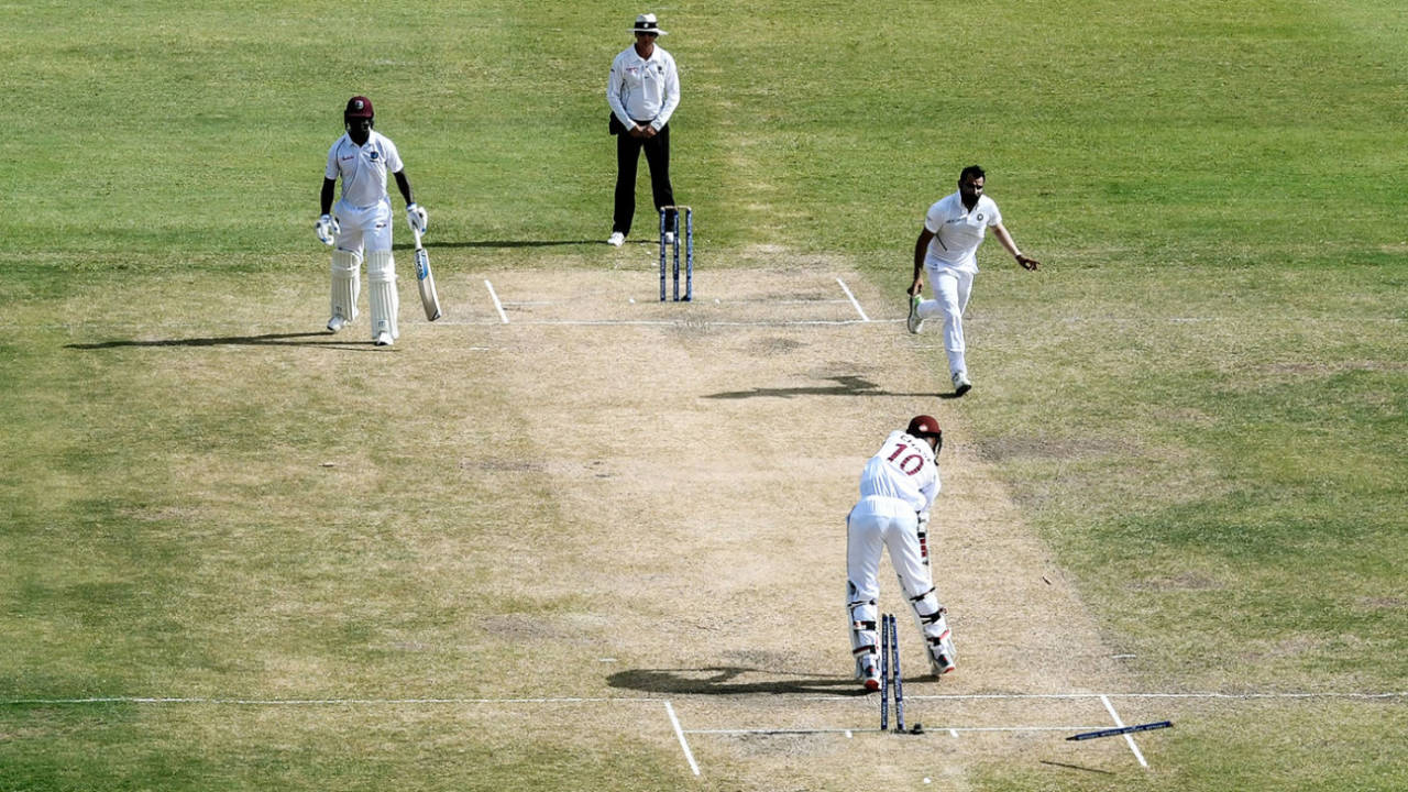 Mohammed Shami flattens Roston Chase's off stump, West Indies v India, 1st Test, North Sound, 4th day, August 25, 2019