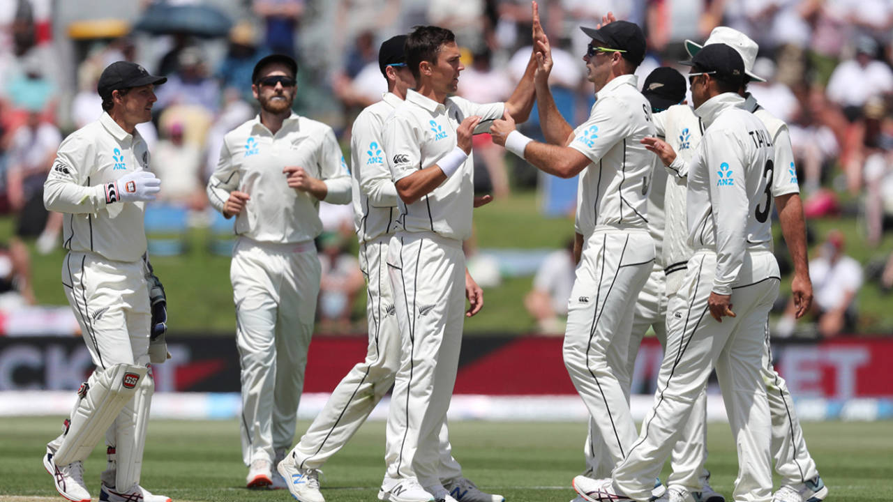 Trent Boult celebrates a wicket, New Zealand v England, 1st Test, Mount Maunganui, 2nd day, November 22, 2019