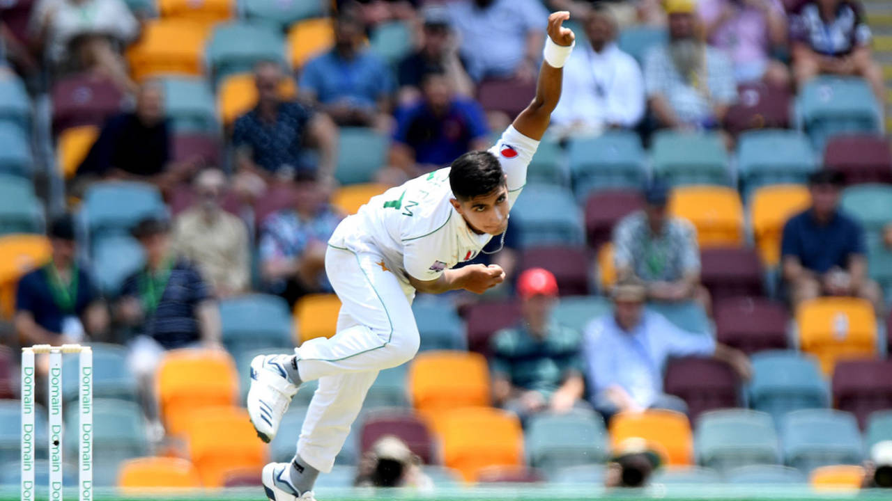 Naseem Shah sends down his first delivery in international cricket&nbsp;&nbsp;&bull;&nbsp;&nbsp;Getty Images