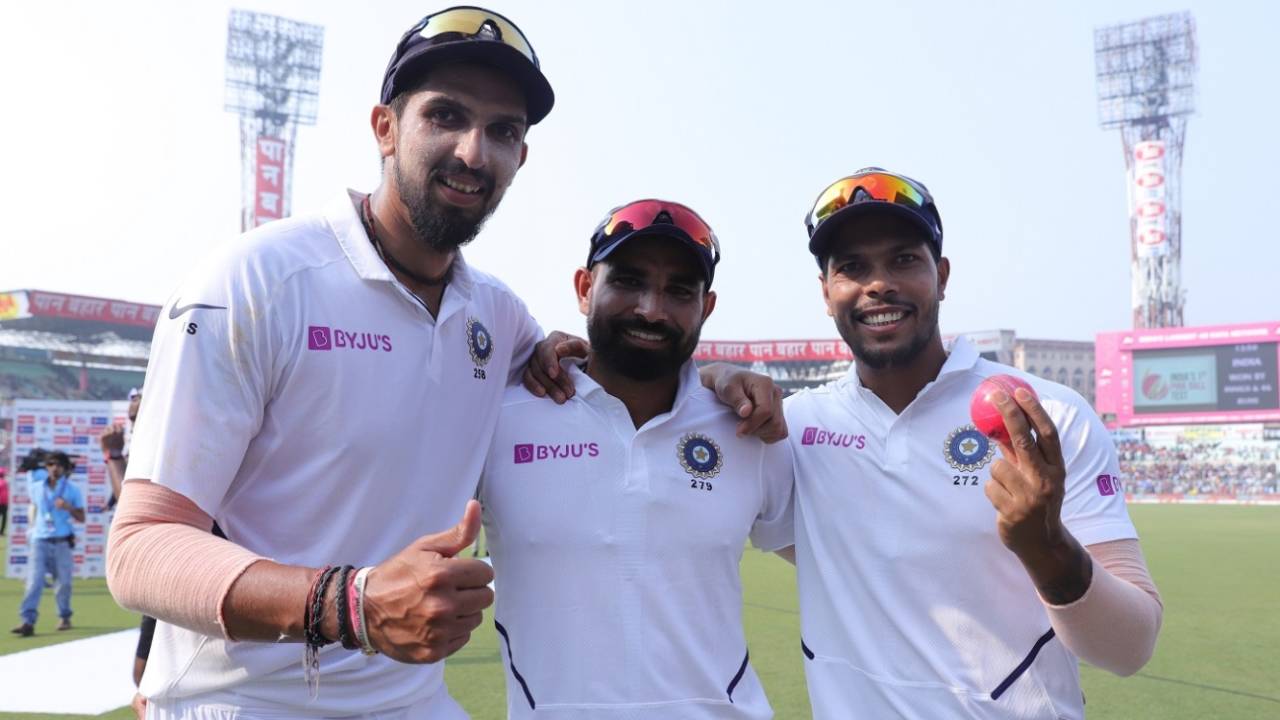 Ishant Sharma, Mohammed Shami, and Umesh Yadav are all smiles, India v Bangladesh, 2nd Test, Kolkata, 2nd day, November 23, 2019