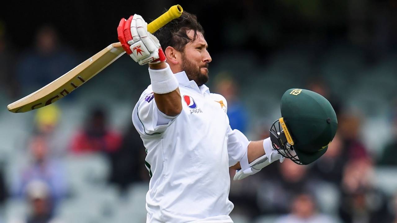 An ecstatic Yasir Shah after reaching his maiden Test hundred, Australia v Pakistan, 2nd Test, Adelaide, day 3, December 1, 2019