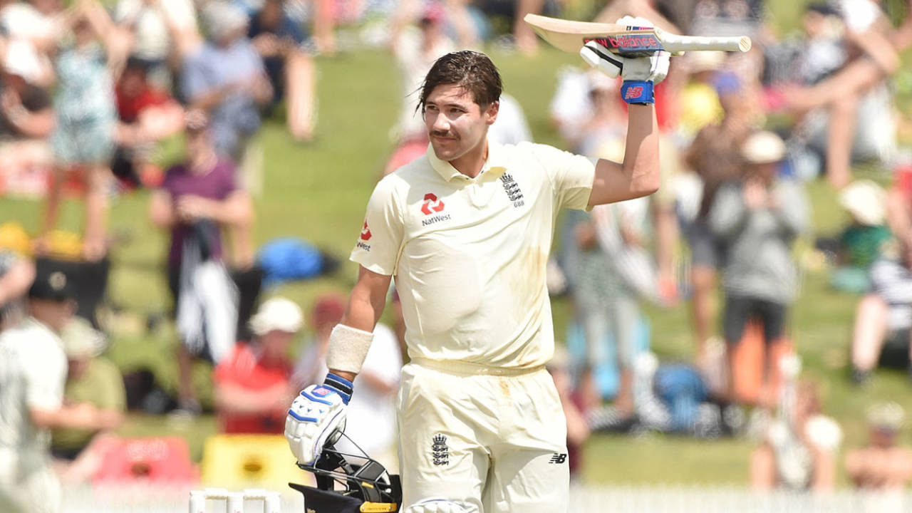 Rory Burns celebrates his century, New Zealand v England, 2nd Test, Hamilton, December 1, 2019