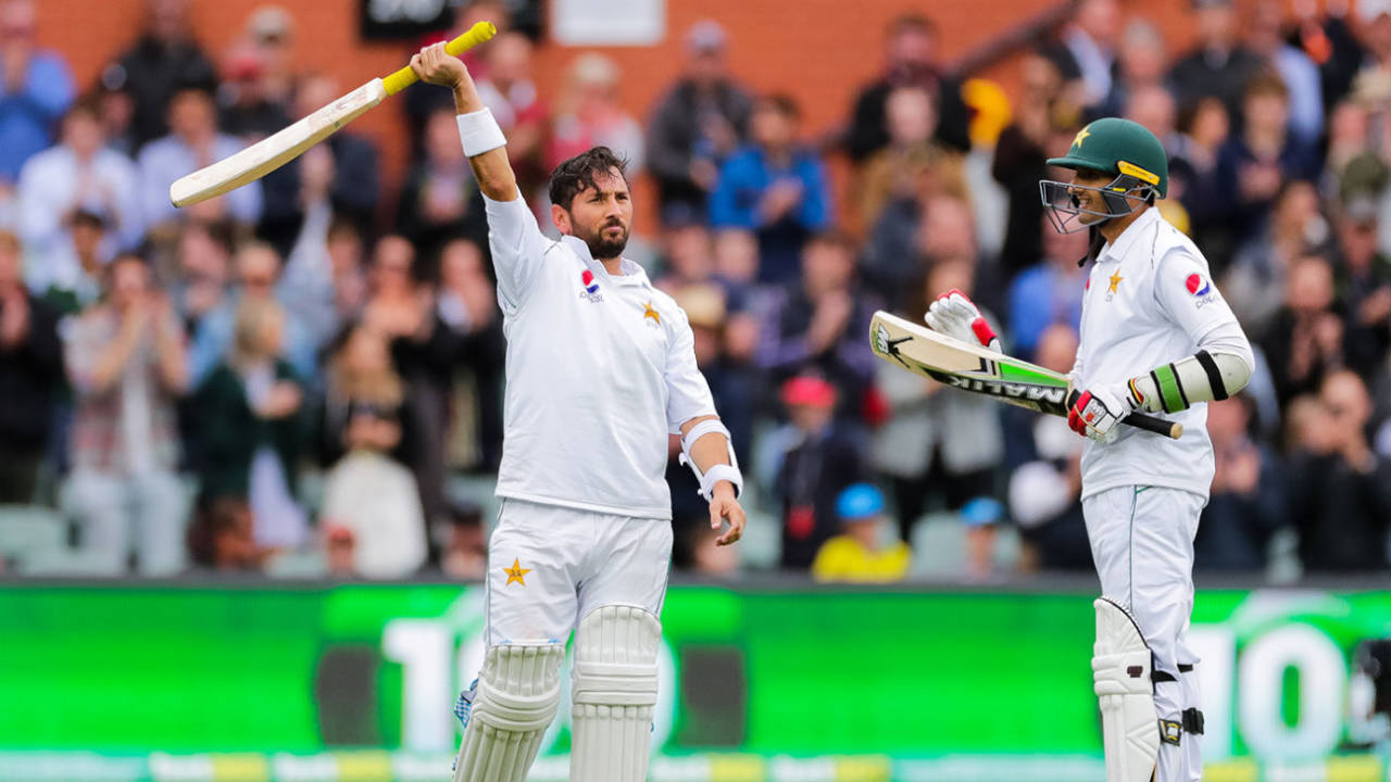 Yasir Shah celebrates his remarkable century, Australia v Pakistan, 2nd Test, Adelaide, December 1, 2019