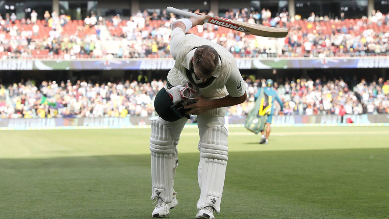 David Warner takes a bow as he leaves the field, Australia v Pakistan, 2nd Test, Adelaide, 2nd day, November 30, 2019