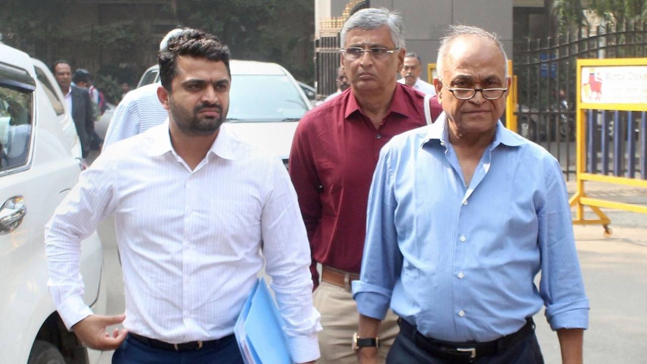 Jaydev Shah and Niranjan Shah arrive at the BCCI office for the AGM, Mumbai, December 1, 2019