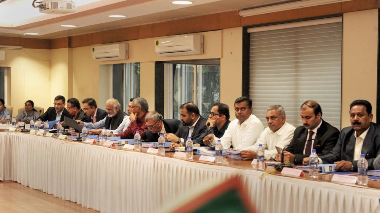Rahul Johri, Saba Karim, Brijesh Patel and others during the BCCI AGM, Mumbai, December 1, 2019