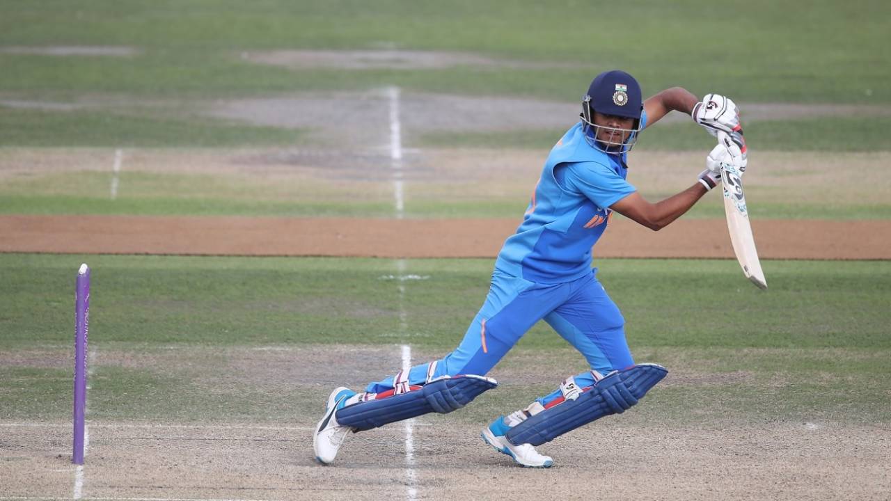 Priyam Garg plays a square drive, India A v England A, July 2019