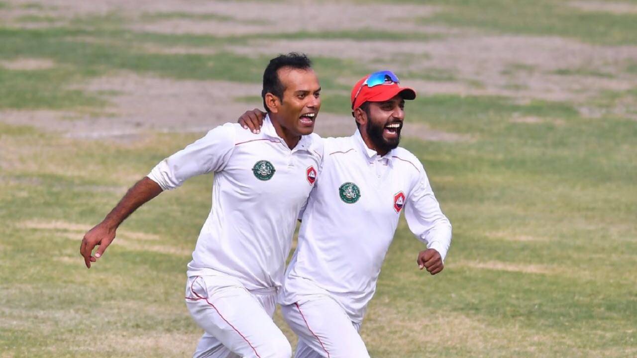 Nauman Ali and Faizan Riaz celebrate their team's sensational win