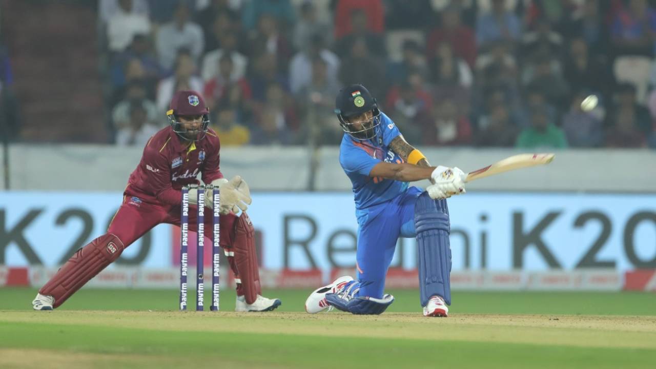 KL Rahul reaches 1000 T20I runs with a six, India v West Indies, 1st T20I, Hyderabad, December 6, 2019