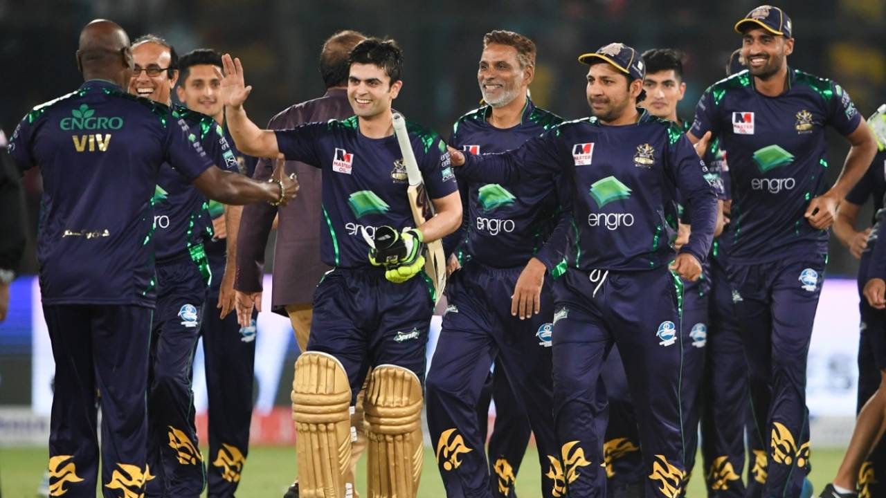 The Quetta Gladiators players celebrate after winning PSL 2019