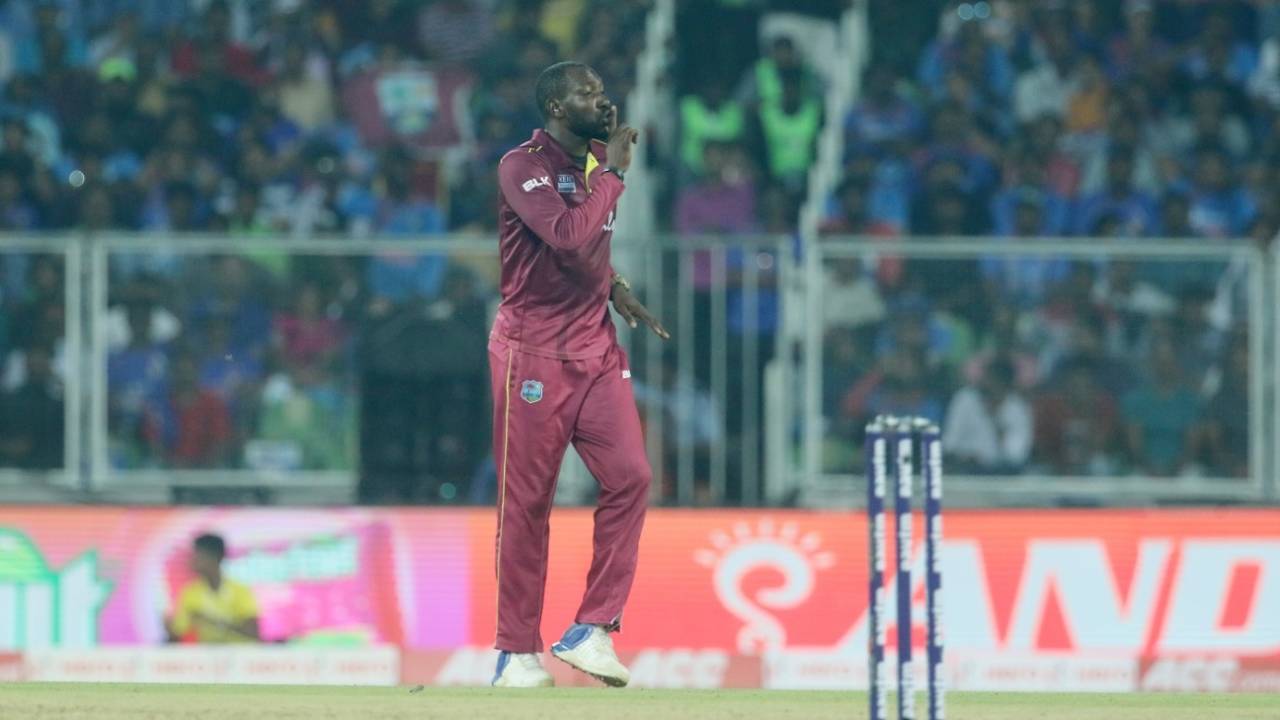 "Quiet please, I've just got Virat Kohli out" - Kesrick Williams, India v West Indies, 2nd T20I, Thiruvananthapuram, December 8, 2019
