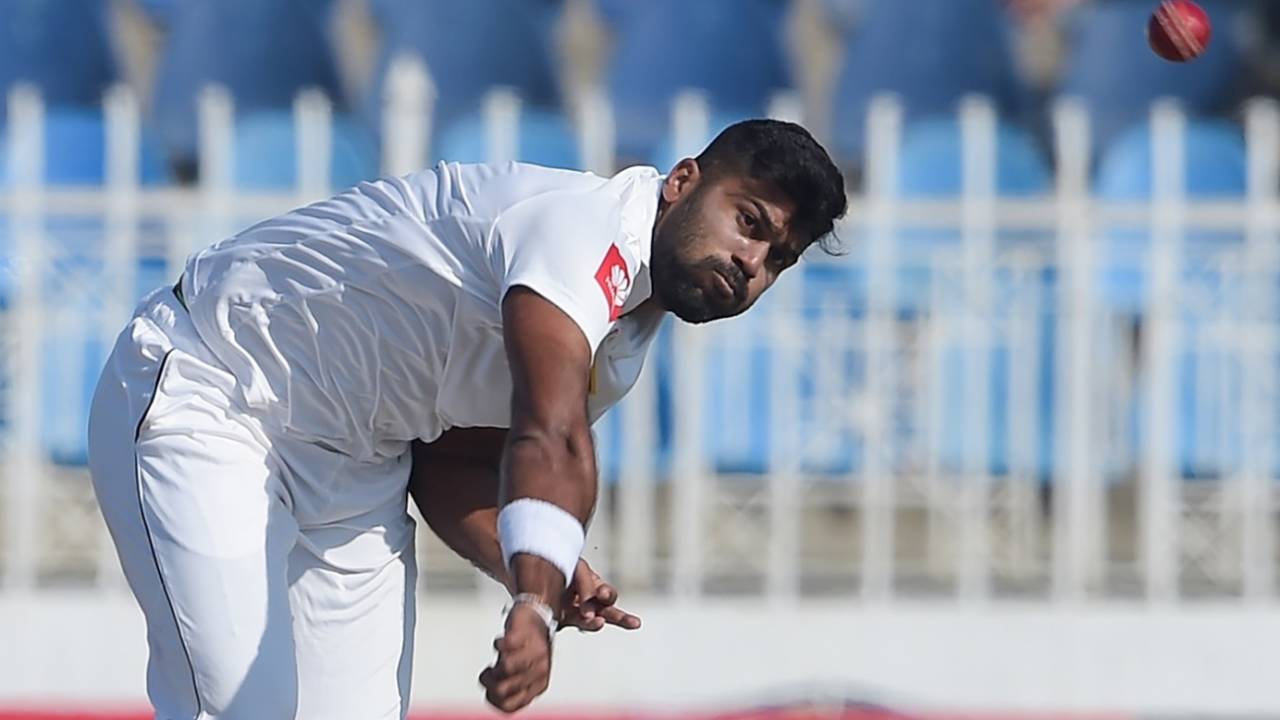Lahiru Kumara bowls, Pakistan v Sri Lanka, 1st Test, Rawalpindi, Day 5