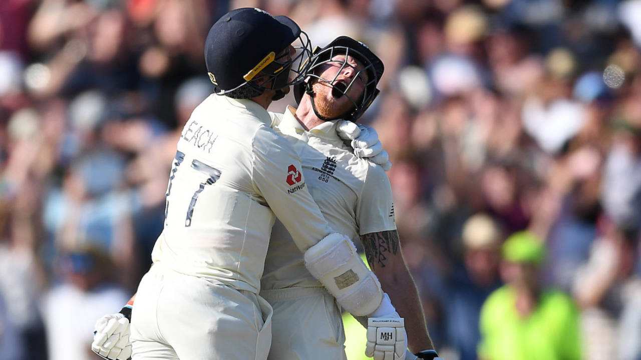 Jack Leach and Ben Stokes added 76 for the final wicket, England v Australia, Third Test, Day four, Leeds, August 25, 2019
