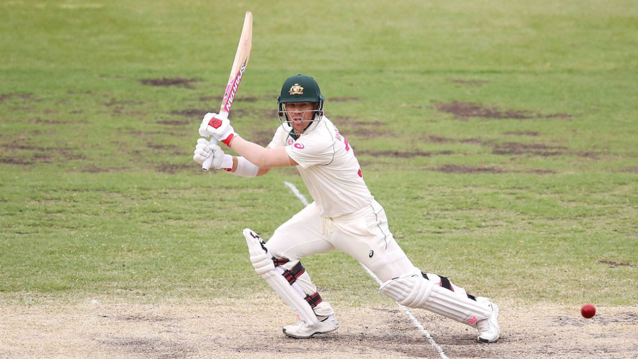 David Warner square drives, Australia v New Zealand, 3rd Test, Sydney, 4th day, January 6, 2020