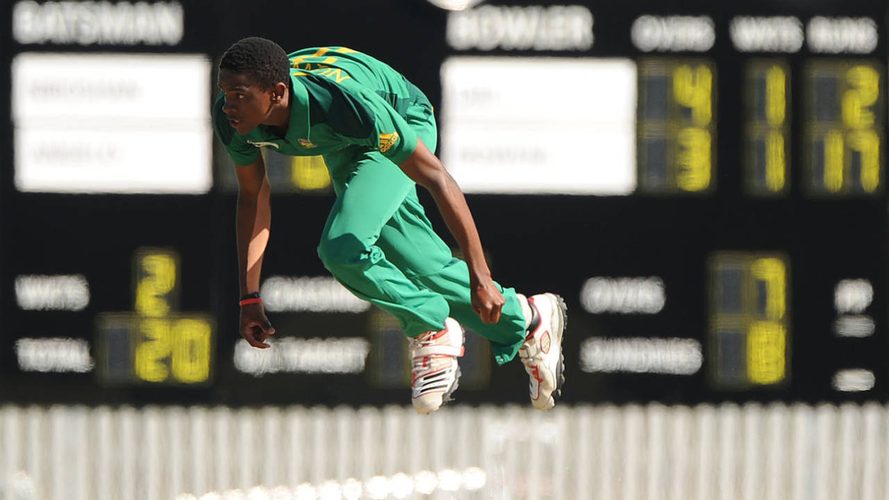 Solo Nqweni in action at the 2012 ICC U19 World Cup, Brisbane, August 15, 2012