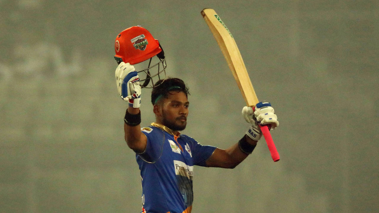 Najmul Hossain Shanto scored his maiden T20 century, Dhaka Platoon vs Khulna Tigers, BPL 2019-20, Dhaka, January 11, 2020