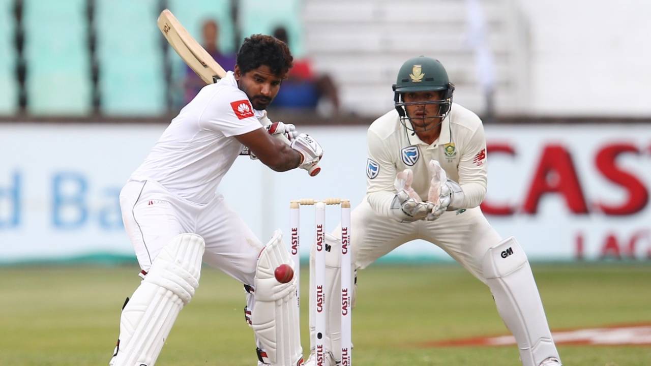 Kusal Perera cuts the ball, South Africa v Sri Lanka, 1st Test, Durban, 3rd day, February 15, 2019