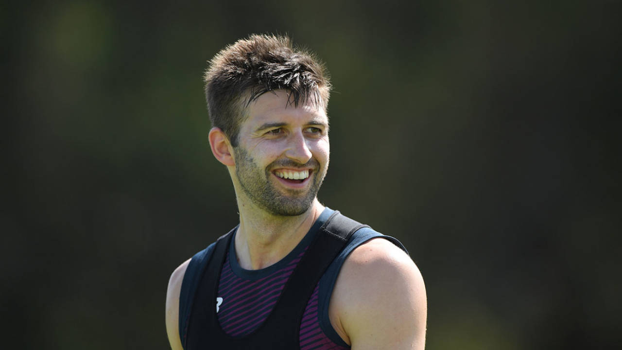 A smiling Mark Wood looks on during England nets at St George's Park&nbsp;&nbsp;&bull;&nbsp;&nbsp;Getty Images