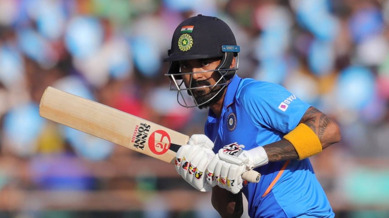 KL Rahul goes through the leg side, India v Australia, 2nd ODI, Rajkot, January 17, 2020