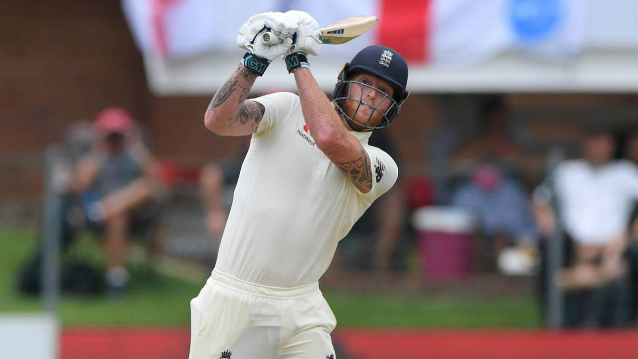Ben Stokes launches one over the leg side, South Africa v England, 3rd Test, Port Elizabeth, 2nd day, January 17, 2020