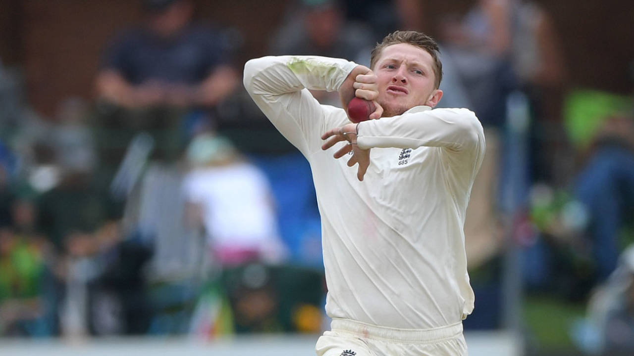 Dom Bess in his delivery stride, South Africa v England, 3rd Test, Port Elizabeth, 3rd day, January 18, 2020