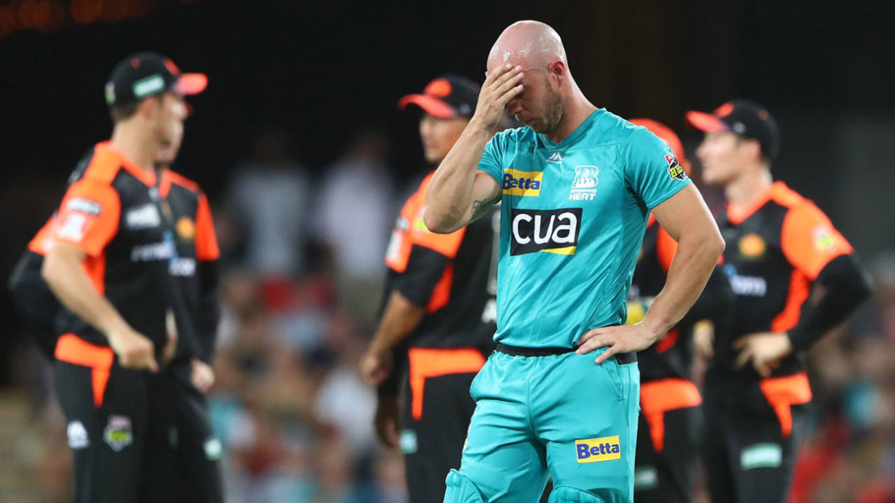 Chris Lynn could only watch as his top order collapsed, Brisbane Heat v Perth Scorchers, BBL, Carrara, January 1, 2020